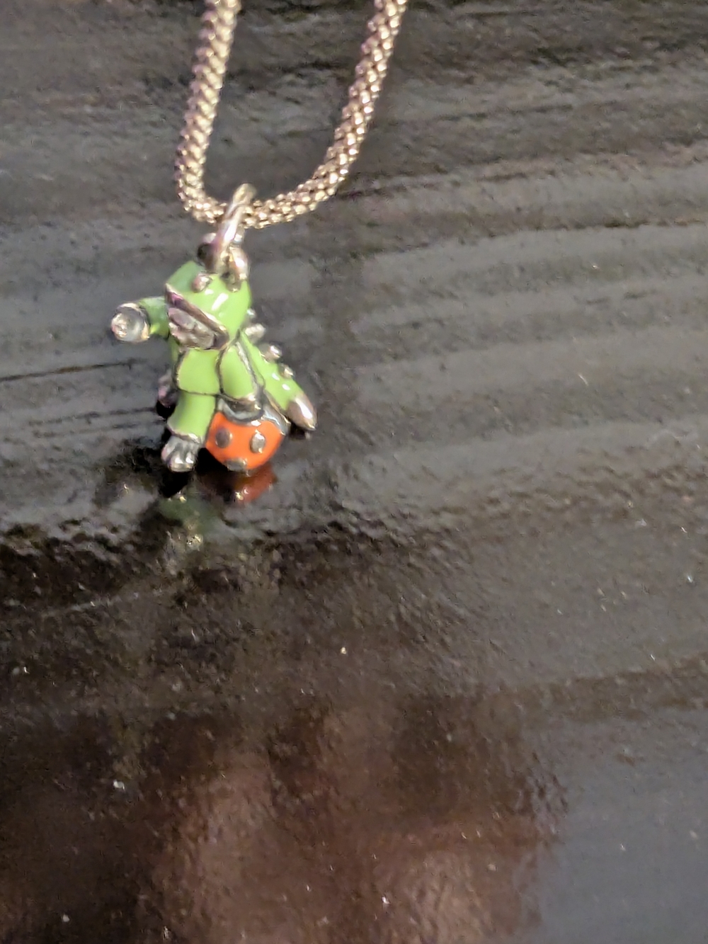 James Avery Green Enamel Dinosaur Costume Charm with Orange Pumpkin Candy Bucket - Picture 6 of 15